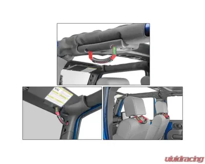 Quadratec "A" Pillar, Sport Bar or Headrest 3-in-one Grab Handles Red Jeep Wrangler 2007-2018 - 14117 0006
